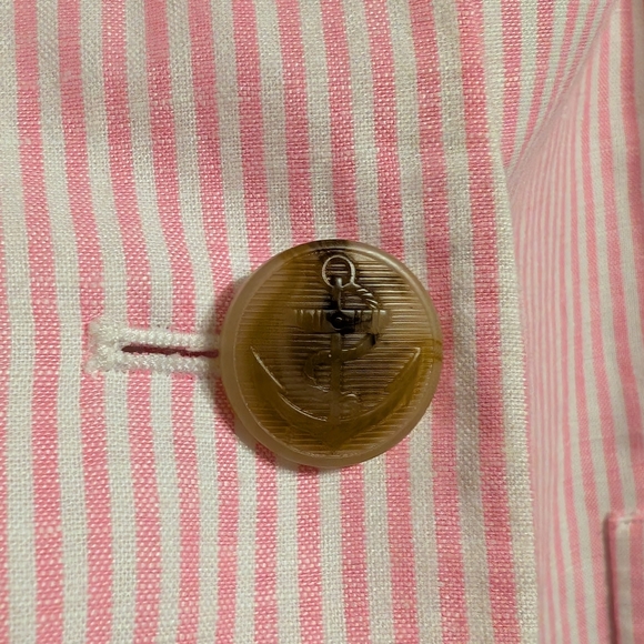 Talbots Aberdeen Womens Linen Cotton Blazer 18W Pink Striped Lined Jacket Coat - Picture 8 of 11